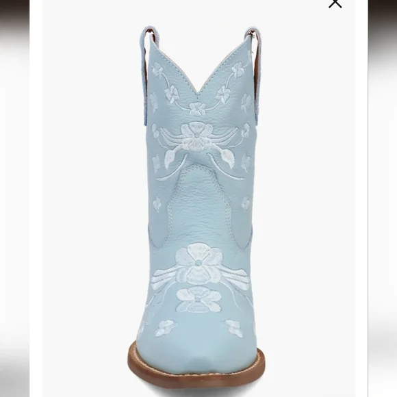 Dingo Sweetheart Floral Embroidered Snip Toe Pull On Casual Boots Ankle Blue - Picture 3 of 7